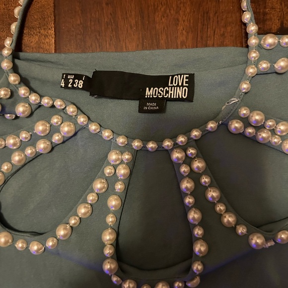 Blue Love moschino beaded blouse top size 2 - Picture 3 of 7